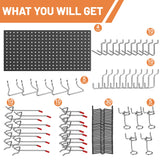 Ultrawall 4 Pack Metal Peg Board Panels with Hooks, Pegboard Wall Tool Organizer for Garage, 84pcs Peg Board with Accessories, 24"X12" Ultrawall
