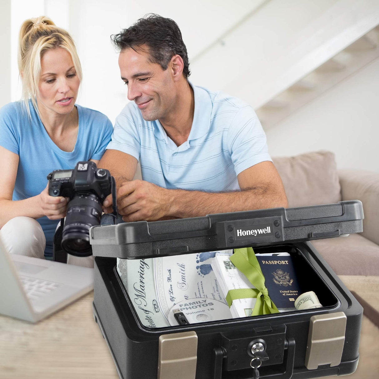 Honeywell Safes & Door Locks LHLP1103G 30 Minute Fire Safe Waterproof Safe Box Chest with Carry Handle, Medium, 1103, Black, 7.3 litre Honeywell Safes & Door Locks