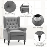 Mid Century Wingback Recliner Chair for Adults, Modern Linen Fabric Push Back Recliner Chairs with Button Tufted Upholstered Back & Footrest, Manual Recliner Chais for Living Room, Nursery, Gray BALIAA