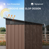 Gizoon 6'x4' Outdoor Storage Shed Metal Garden Shed with Sliding Lockable Doors, Versatile Tool Bike Shed with Transparent Panel Windows, Outdoor Storage Clearance for Backyard, Patio, Light Brown Gizoon