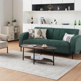 TUKAILAi Oval Coffee Table with Open Storage Shelf, 2-Tier Wooden Tea Table with Adjustable Feetpad, Industrial Center Table with Cross Metal Legs for Living Room, Bedroom, Lounge (Rustic Brown) TUKAILAi