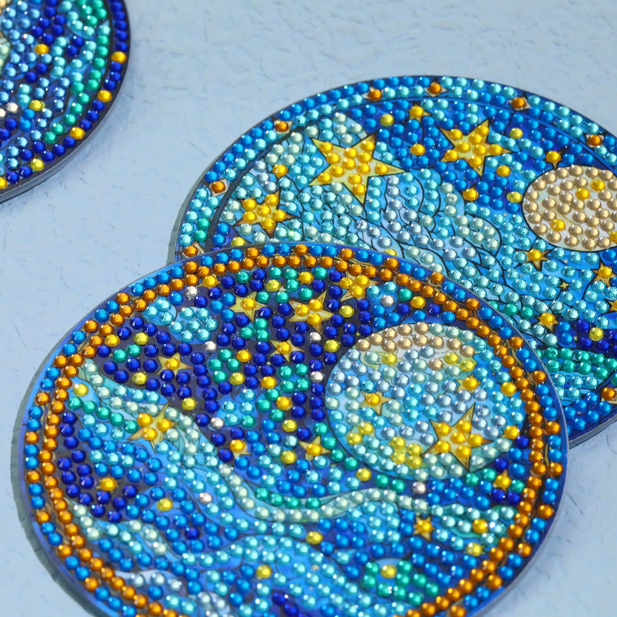 8 PCS Moon Diamond Art Coasters Kits, Diamond Painting Coasters with Holder Set of 8, DIY Drink Coasters Art Crafts Supplies for Adults Cup Mat for Home Decor House Warming Gifts Non-Slip 3.9inch Yanfairy