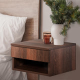 JONATHAN Y NST2002A Ettore 15.71" Mid-Century Modern Floating Wall Mounted Nightstand with Soft-Close Drawer and Cable Hole, Dark Brown JONATHAN Y