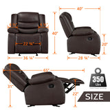 PrimeZone Oversized Rocker Recliner Chair - Comfy Wide Lazy Boy Recliner Chair with Overstuffed Armrest, Faux Leather Manual Reclining Chairs for Living Room, Bedroom, Home Theater Seating, Brown PrimeZone