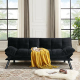 Edbuosy Comfortable Futon Sofa Bed, Memory Foam Loveseat, Convertible Adjustable Sofa Bed CouchSuitable for Office, Home, and Bedroom (Black) Edbuosy