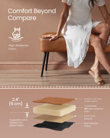 VASAGLE EKHO Collection - Bench for Entryway Bedroom, Synthetic Leather with Stitching, Ottoman Bench with Steel Legs, Living Dining Room, Mid-Century Modern, Loads 660 lb, Caramel Brown ULOM076K01 VASAGLE