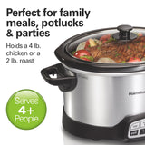 Hamilton Beach Programmable Slow Cooker with Flexible Easy Programming, 5 Cooking Times, Dishwasher-Safe Crock, Lid, 4 Quart, Silver Hamilton Beach