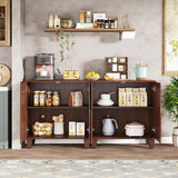 Tribesigns Sideboard Buffet Storage Cabinet Set of 2, Retro Kitchen Sideboard Cabinet with Adjustable Shelves 55" Accent Cabinet with Doors for Living Room, Walnut (Walnut) Tribesigns