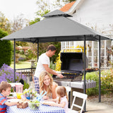 Grill Gazebo 8'x 5' Outdoor Grill Canopy BBQ Gazebo w/Air Vent, Barbecue Gazebo Canopy with 7 Hook Tools for Patio Backyard Barbecue Picnic, Grey FUNG YARD