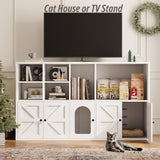 IRONCK Cat Litter Box Enclosure for 2 Cats, Litter Box Furniture Hidden with Double Room and Large Storage Space, Wooden Washroom Furniture, Cat House, White IRONCK