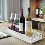 LotFancy Wooden Decorative Tray, Set of 2, Long Rustic Centerpiece Tray for Dining Room, Coffee Table Décor, Rectangle Farmhouse Tray LotFancy