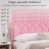 VECELO Queen Size Bed Frame Premium Velvet Upholstered Platform with Height Adjustable Headboard/Mattress Foundation, Solid Wooden Slat Support, No Box Spring Needed/Easy Assembly VECELO