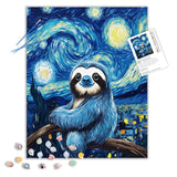 Sloth Sitting on a Tree Trunk Paint by Number Kits for Adults, Starry Night Scenery Paint by Number for Beginner, Funny Animal Acrylic Oil Painting for Gift Home Wall Decor(16×20inch, Unframe) ARNLRDYA