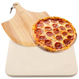 HANS GRILL PIZZA STONE | Rectangular Pizza Stone For Oven Baking & BBQ Grilling With Free Wooden Peel | Extra Large 15 x 12" Inch Durable Cordierite Cooking Stone. Hans Grill
