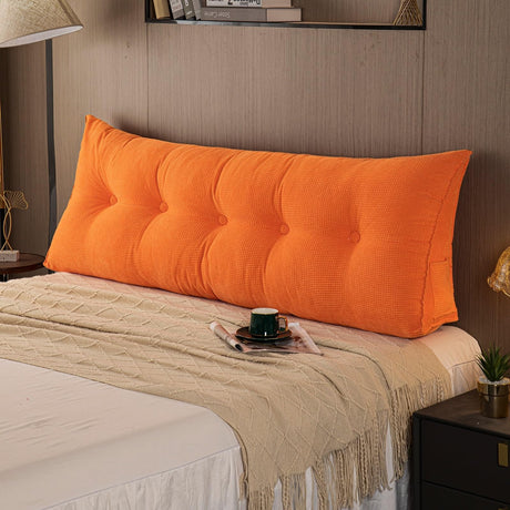 KANG DONG Reading Pillow, Triangular Wedge Pillow for Headboard, Back Support Cushion, Backrest Cushion with Removable Cover, Bolster for Bunk Bed, Dorm, Sofa(Orange,Full) KANG DONG
