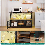 YITAHOME 47" Rustic Brown Wine Cabinet with LED Lights and Power Outlets YITAHOME