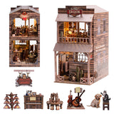 Wondyland Book Nook Kit - DIY Miniature House & Dollhouse Alley Model Kit, Puzzle Bookshelf Library Decor with LED Light, Craft Gift for Adults, Teens, and Family(Old Town Saloon) Wondyland