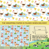 12 Sheets Farm Animal Wrapping Paper - Farmhouse Themed Gift Wrap with Pigs, Cows, Sheep, Chickens, Folded Flat Packaging Paper for Birthdays, Showers, Holidays, DIY Craft, 19.7 x 27.6 Inches Pineraap
