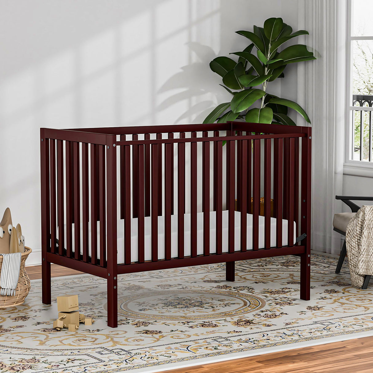 Saylike Baby Crib 5-in-1 Convertible, Wood Full Size Toddler Bed for Small Baby, Made of Sustainable Natural Pinewood Cribs, Non-Toxic Finish, Simplistic Nursery Furniture (Espresso) Saylike