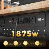 CAMMOO 60" Work Bench Adjustable Height with Storage Shelf, Max Load 2000 LBS Heavy Duty Rubberwood Tabletop with Pegboard, LED Light, Built-in Power Strip for Woodworking Shop, Garage, Home CAMMOO