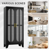 pozdeg Metal Storage Cabinet, Kitchen Pantry Cabinet with 2 Cross Door Panels and 3 Adjustable Shelves, Versatile Storage Pantry for Living Room Office Laundry Dining Room or Outdoor (Black) pozdeg