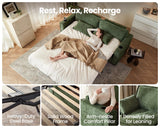 CHIC HOUSE 2-in-1 Pull-Out Sofa Bed, Convertible Chenille Sofa with 20W Fast Charging, LED Light, Foam Couch Layered Cushion Trim, Full/Queen RV Sleeper Sofa, Living Room, Apartment Small Space CHIC HOUSE