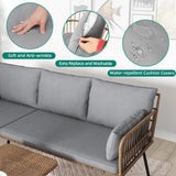 YITAHOME 4 Pieces Sectional Sofa Couch, L-Shaped Sofa with 5 Seater for Living Room, Detachable Lounger with Thickness Cushions and Side Table - Grey YITAHOME