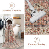 Lahome Oriental Hallway Runner Rug, 2.5x8 Kitchen Runner Non Slip Ultra-Thin, Soft Washable Hallway Rug Distressed Non Shedding Long Carpet for Entryway ‎Laundry Room Bathroom, Peach/Orange Lahome