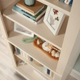 Sauder Harbor View Library/Book Shelf, L: 27.21" x W: 17.48" x H: 72.24", Antiqued White finish Sauder
