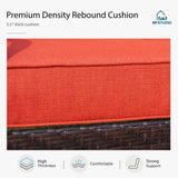 MFSTUDIO 5 Pieces Outdoor Patio Furniture Set, Metal Outdoor Conversation Sofa, Rattan Wicker Patio Sectional Sofa Set with 4 x Swivel Single Sofa, 1 x Fire Pit Table, Red MFSTUDIO