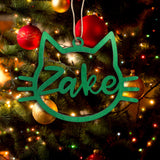 Personalized Cat Face Wood Ornament, Wooden Christmas Ornament souleather