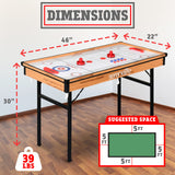 SereneLife 4 in 1 Multi Game Table, 4’x2’ Folding Portable Sports Arcade Games with Accessories, Ping Pong, Air Hockey, Pool Billiards, and Shuffleboard, for Indoor, Outdoor, All Ages SereneLife