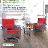 Kullavik 11 Pieces Outdoor Patio Furniture Set with 55000BTU Gas Propane Fire Pit Table,PE Wicker Rattan Sectional Sofa Patio Conversation Sets,Swivel Rocking Chairs Set,Red Kullavik