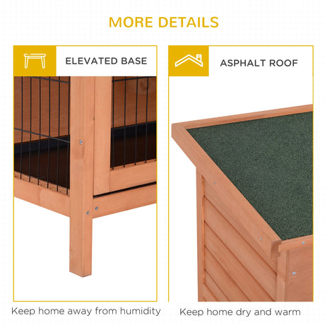 PawHut 54" 2-Story Large Rabbit Hutch Bunny Cage Wooden Pet House Small Animal Habitat with Lockable Doors, No Leak Tray and waterproof Roof for Outdoor/Indoor Orange PawHut