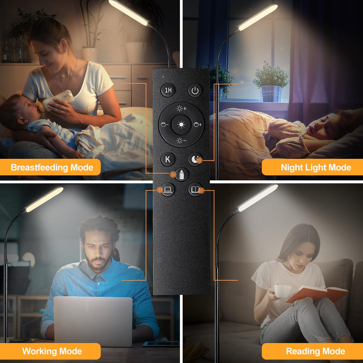 marctronic Floor Lamp, 18W 1800LM Super Bright LED Floor Lamp with Remote & Works with Smart Plug, Dimmable Timing Eye Caring Reading Lamps Floor Standing for Living Room Bedroom Office marctronic