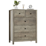 GarveeHome Grey 5 Drawer Dresser for Bedroom, Modern Tall Dresser Organizer with Storage Drawers, Wooden Chests of Drawers for Bedroom, Entryway, Hallway, Home Office GarveeHome