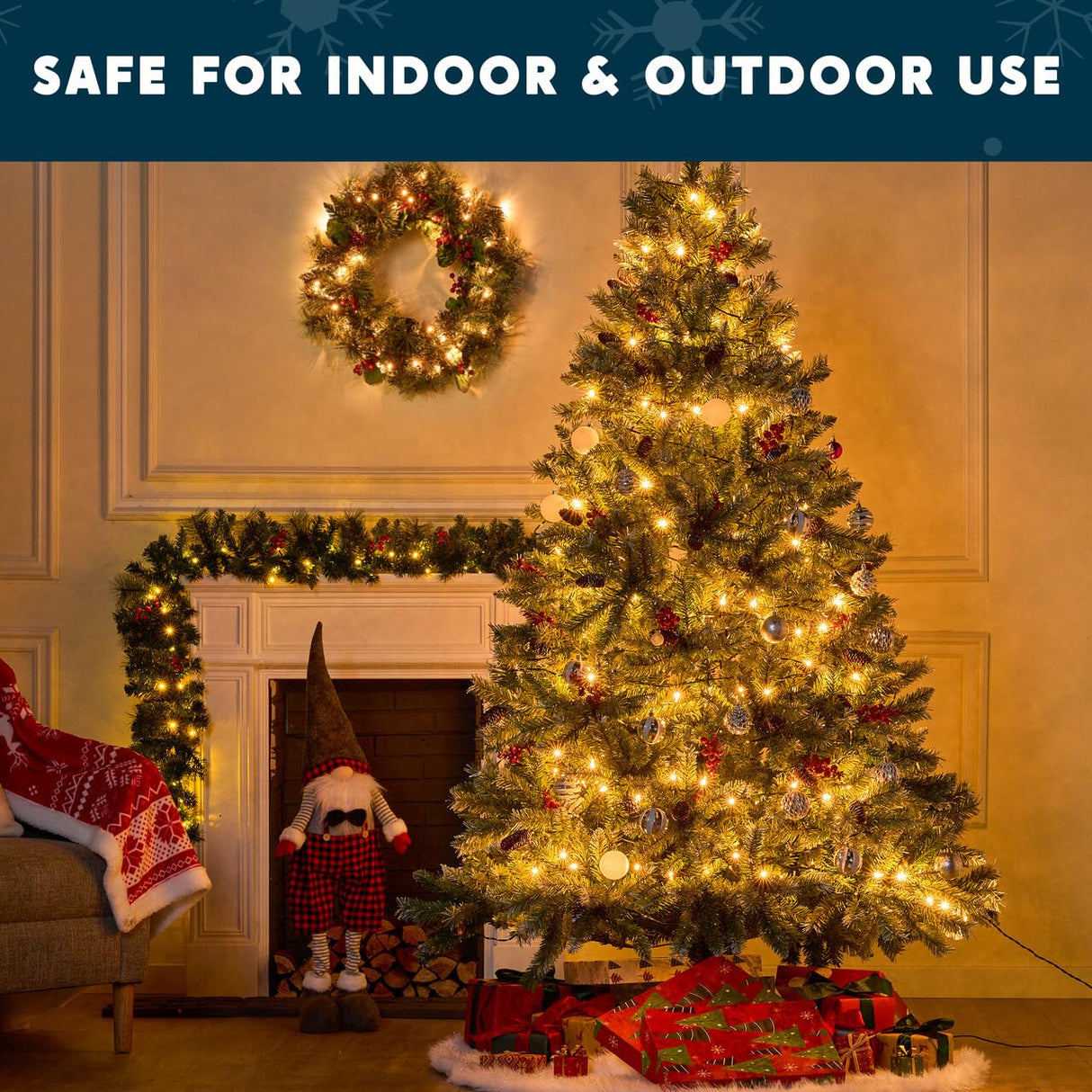 Joiedomi Clear Christmas Lights Outdoor, 200(2x100) Counts 45FT Christmas Tree Lights Indoor, Warm White String Lights, Green Wire Xmas Lights Decorations for Holiday Event Wedding Party Decor Joiedomi