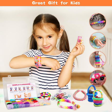 UUEMB 3000+ Rubber Band Bracelet Kit, Colorful Loom Bracelet Making Kit with Storage Box, DIY Art Craft Set with Charms Beads for Beginners Birthday Christmas Parties Gift UUEMB