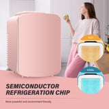 YSSOA 4L Mini Fridge 6 Can Portable Cooler & Warmer Compact Refrigerators for Food, Drinks, Skincare, Office Desk, Pink YSSOA