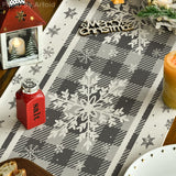 Artoid Mode Grey Buffalo Plaid Snowflakes Christmas Table Runner, Seasonal Winter Kitchen Dining Table Decoration for Home Party Decor 13x72 Inch Artoid Mode