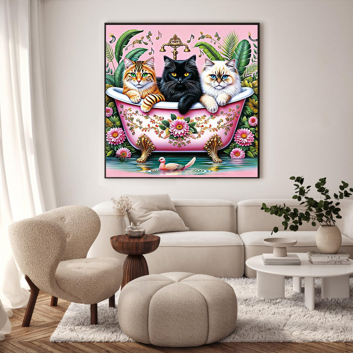 GEEHEIY Paint by Numbers Kit for Adults Beginner - Black Cat Adult Paint by Number Kits on Canvas, Funny Bathing Cat DIY Acrylic Oil Number Painting for Adults, Perfect for Home Decor Gift 16x16 Inch GEEHEIY