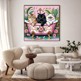 GEEHEIY Paint by Numbers Kit for Adults Beginner - Black Cat Adult Paint by Number Kits on Canvas, Funny Bathing Cat DIY Acrylic Oil Number Painting for Adults, Perfect for Home Decor Gift 16x16 Inch GEEHEIY