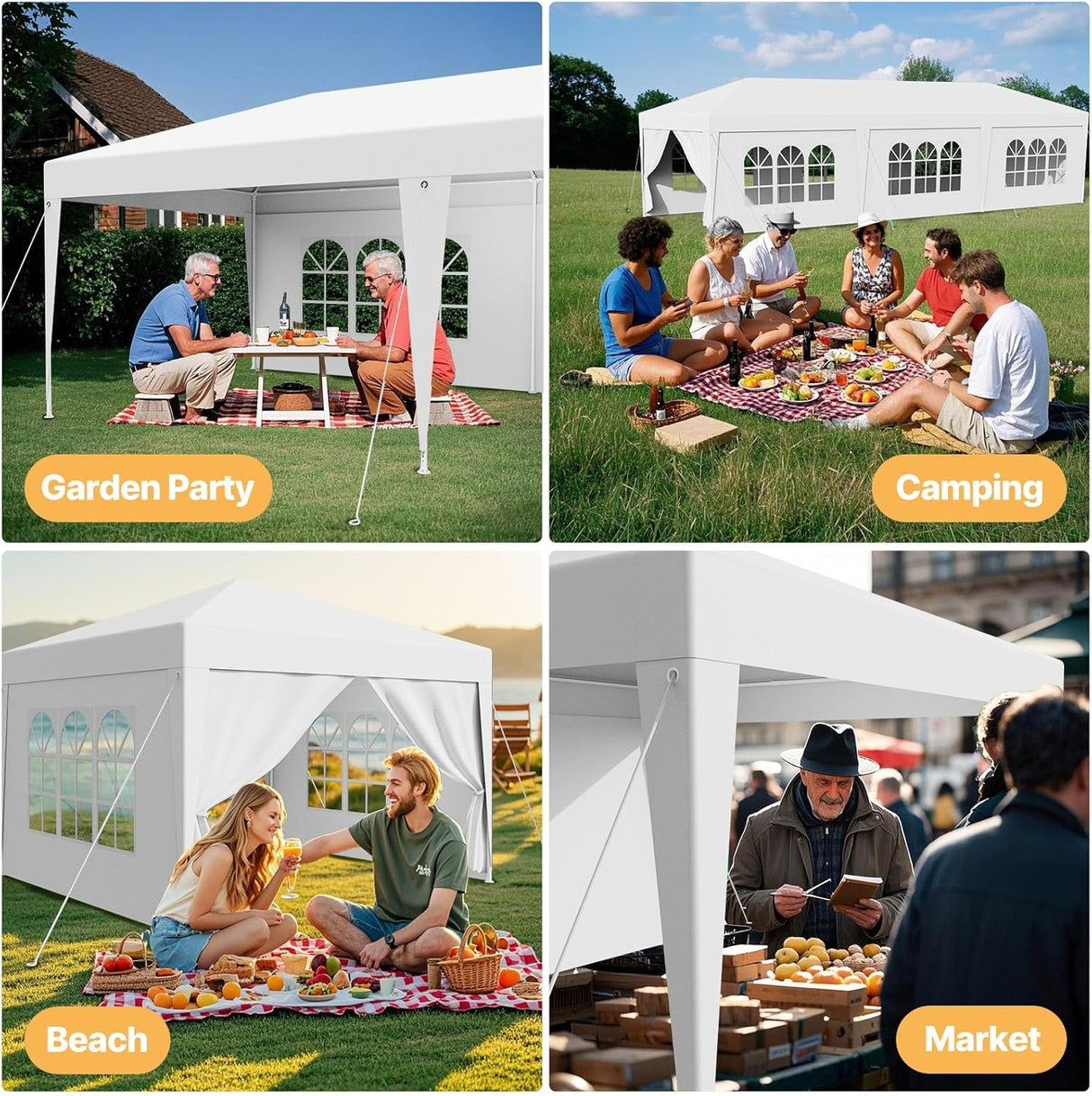 10X30FT Outdoor Canopy Tent with 5 Removable Sidewalls Party Tent with Thickened Steel Tube Heavy Duty Event Tents for Cater Events Wedding Birthday Pavilion Beach BBQ (10X30FT 5 SIDEWALLS) Lymvayance