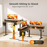 WALKINGDESK 63 Inches Height Adjustable L Shaped Standing Desk with 3 Drawers and Monitor Shelf, Electric Corner Comupter Desk, Sit Stand up Home Office Desk, Ergonomic Gaming Desk, Rustic Brown WALKINGDESK