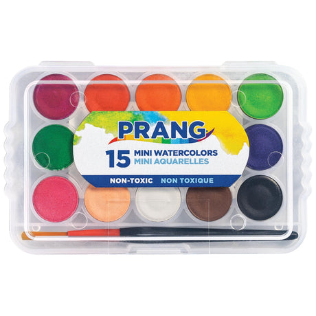Prang Mini Watercolor Paint Sets, (Bulk Pack of 24) Palette Tray and Brush, 15 Assorted Colors, Art Party Favors, Prizes, Stocking Stuffers Prang