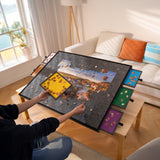 Tektalk 2000 Piece Foldable Jigsaw Puzzle Table with Cover, 3-Tilting-Angle Plateau, Lightweight Portable Felt Puzzle Board with 6 Sorting Drawers (Dark Gray) Tektalk