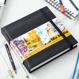 Ohuhu Mix Media Pad - 8.3"x8.3" Mixed Media Art Sketchbook, 120 lb/200 GSM Heavyweight Papers, 78 Sheets/156 Pages, PU Hardcover Mixed Media Paper Pad for Acrylic Painting Christmas Gift Ohuhu