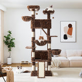 Allewie 81 Inches Tall Cat Tree/Multi-Level Large Climbing Tree House and Towers for Big Feline/Condo and Hammock/Scratching Post/Wide Base/Leopard Print Allewie