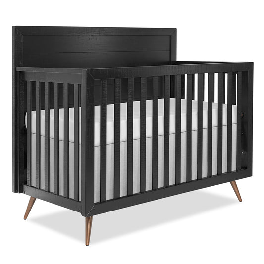 Evolur Stilnovo Mid Century 4-in-1 Convertible Crib, in Onyx Black