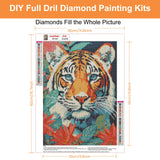 HEIBAGO Animal Diamond Painting Kits for Adults, 5D DIY Tiger Full Drill Round Diamond Art Kits with Flowers Diamond Painting, Diamond Dots Perfect for Home Wall Decor 12x16inch HEIBAGO